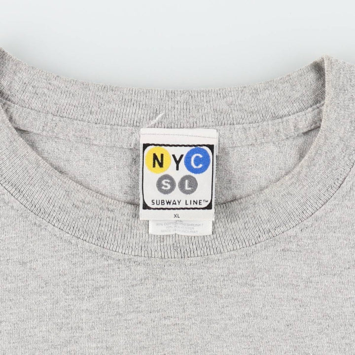 NYC SUBWAY LINE Printed T-Shirt, Men's Size XL (approx.) cotton gray type Vintage Second Hand