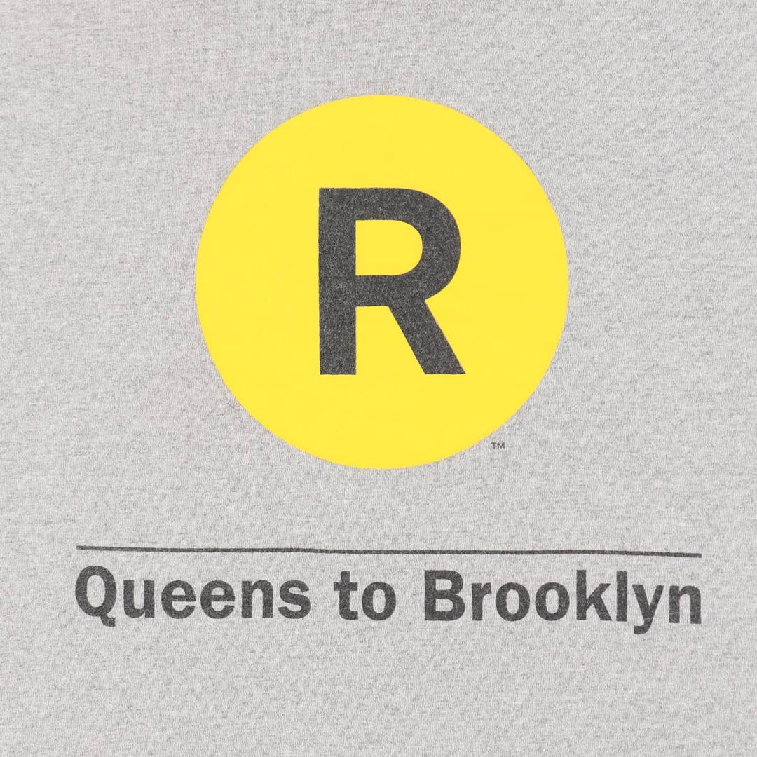 NYC SUBWAY LINE Printed T-Shirt, Men's Size XL (approx.) cotton gray type Vintage Second Hand