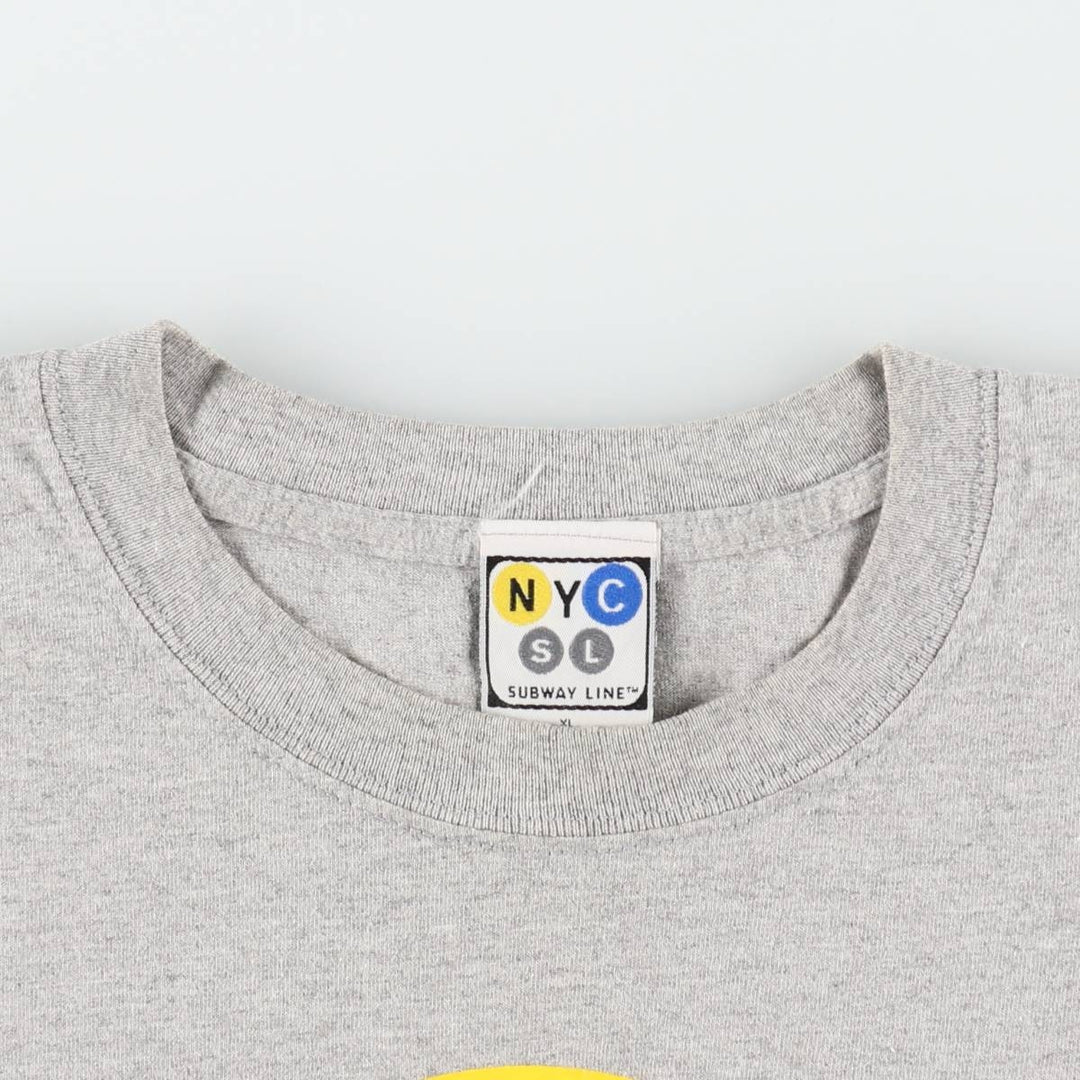 NYC SUBWAY LINE Printed T-Shirt, Men's Size XL (approx.) cotton gray type Vintage Second Hand