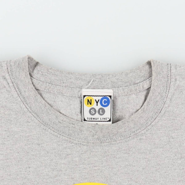 NYC SUBWAY LINE Printed T-Shirt, Men's Size XL (approx.) cotton gray type Vintage Second Hand