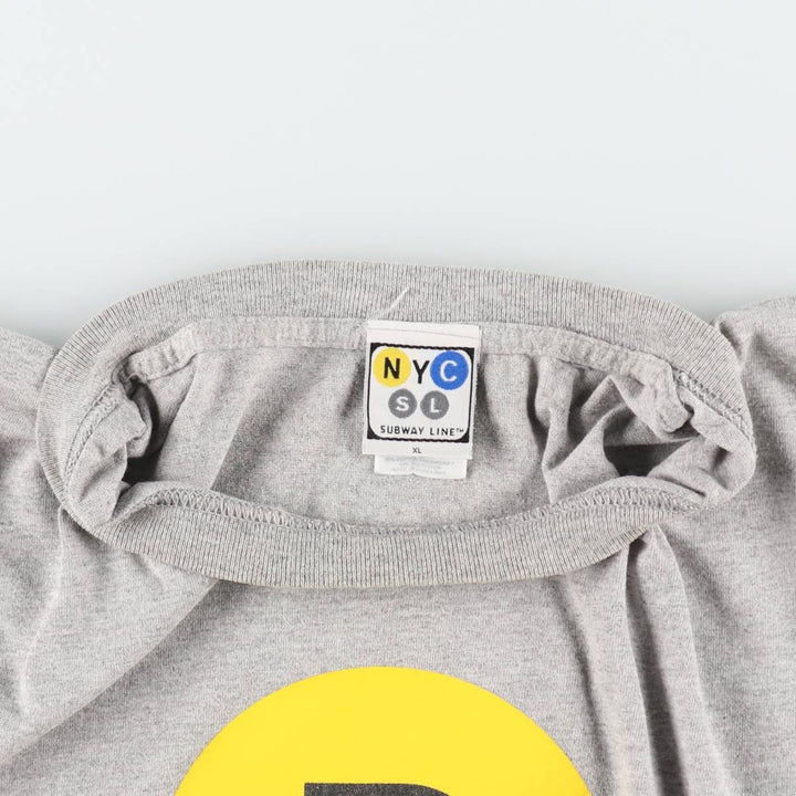 NYC SUBWAY LINE Printed T-Shirt, Men's Size XL (approx.) cotton gray type Vintage Second Hand