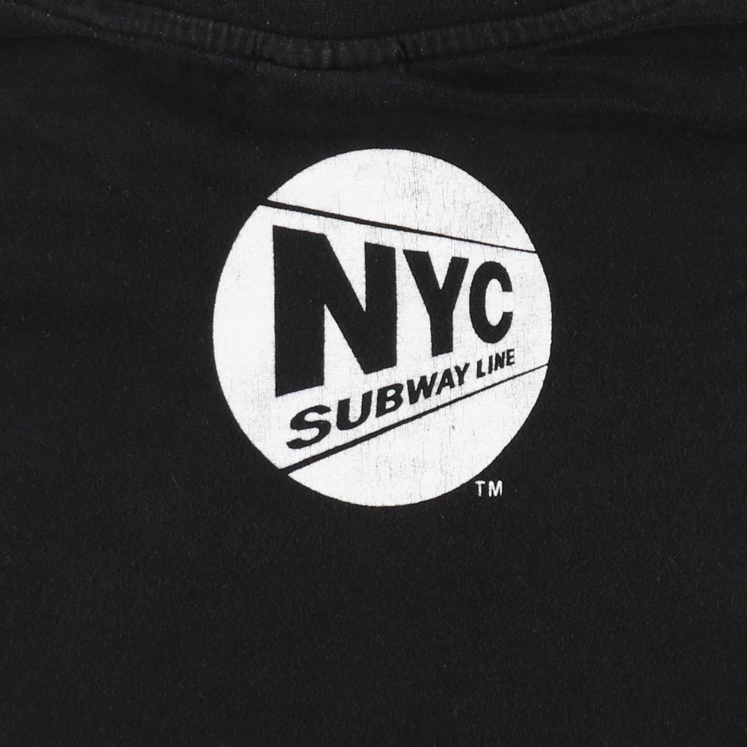 NYC SUBWAY LINE New York City Subway Large Print T-Shirt, Men's Size L (approx.) cotton black type Vintage Second Hand