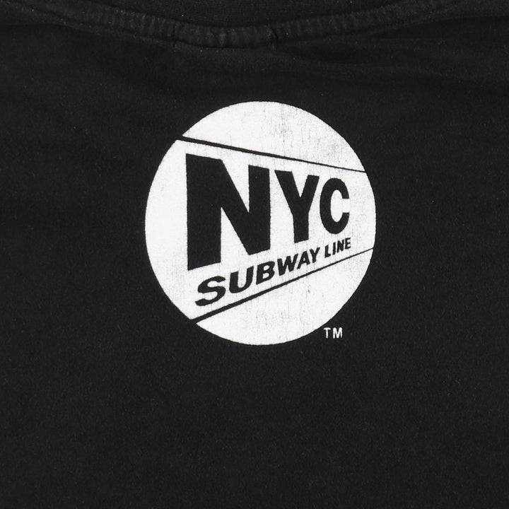NYC SUBWAY LINE New York City Subway Large Print T-Shirt, Men's Size L (approx.) cotton black type Vintage Second Hand