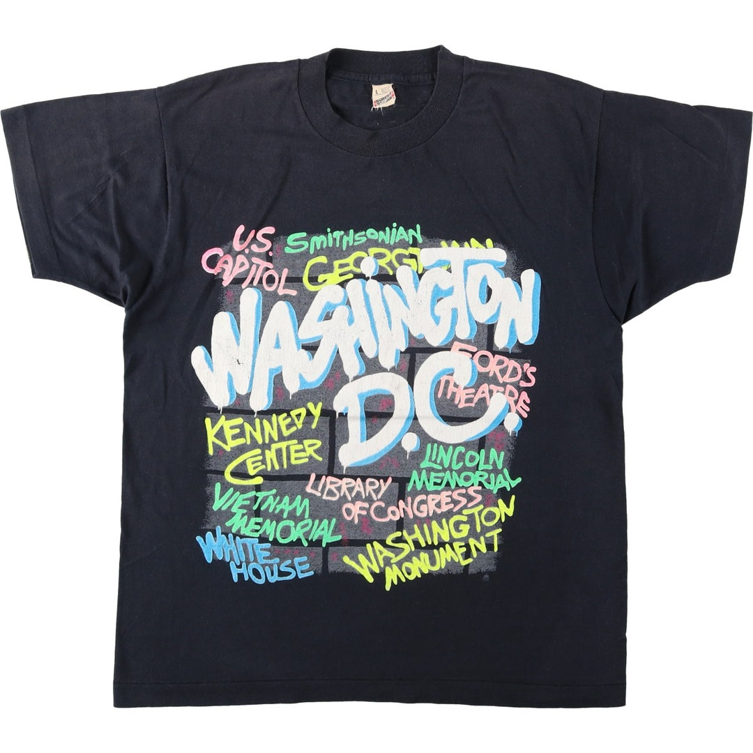 80'S SCREEN STARS Printed T-shirt Made in USA Men's L Vintage cotton black type Vintage Second Hand