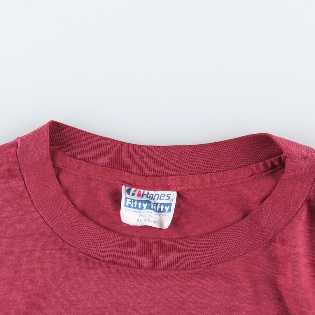Vintage 1980'S Hanes Fifty-Fifty Blue Tag Print T-Shirt, Made in USA, Men's XL cotton red type Vintage Second Hand