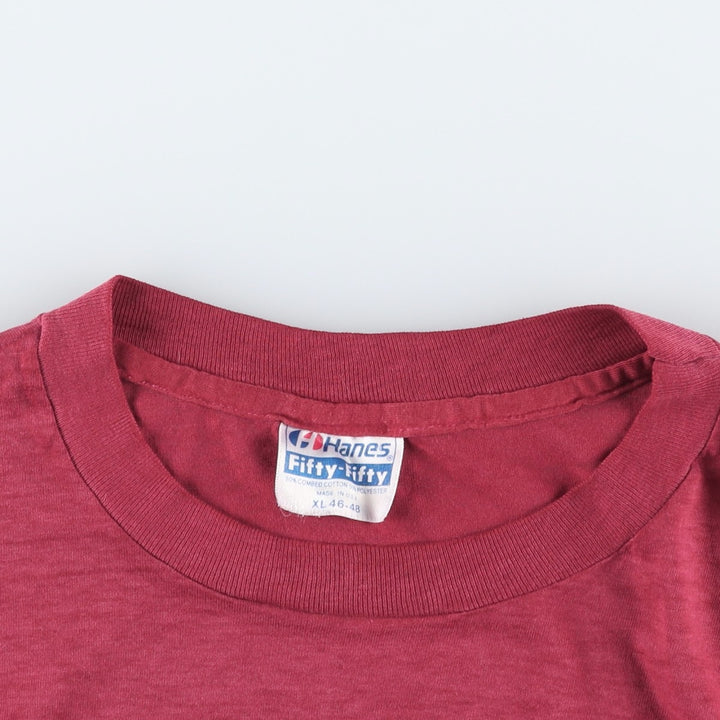 Vintage 1980'S Hanes Fifty-Fifty Blue Tag Print T-Shirt, Made in USA, Men's XL cotton red type Vintage Second Hand