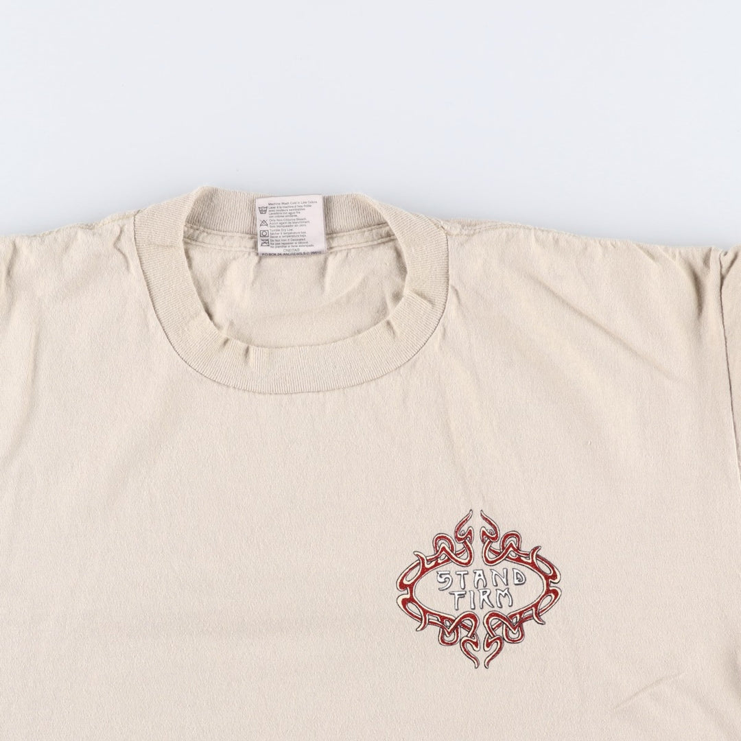 90'S ONEITA Printed T-shirt, Men's L size, Vintage cotton Beige type Vintage Second Hand
