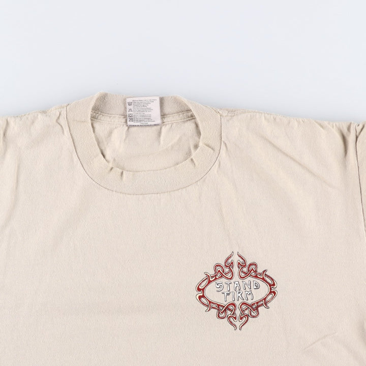90'S ONEITA Printed T-shirt, Men's L size, Vintage cotton Beige type Vintage Second Hand