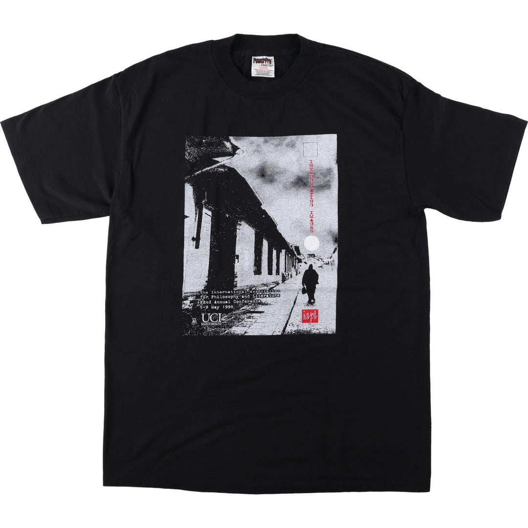 90'S ONEITA PowerPro Photo T-Shirt, Men's Size L (Equivalent), Vintage cotton black type Vintage Second Hand