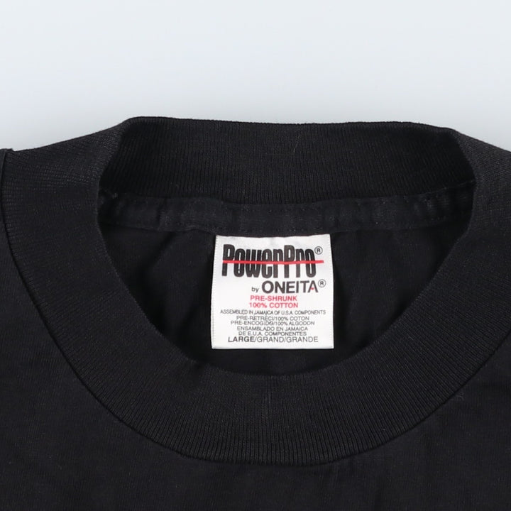 90'S ONEITA PowerPro Photo T-Shirt, Men's Size L (Equivalent), Vintage cotton black type Vintage Second Hand