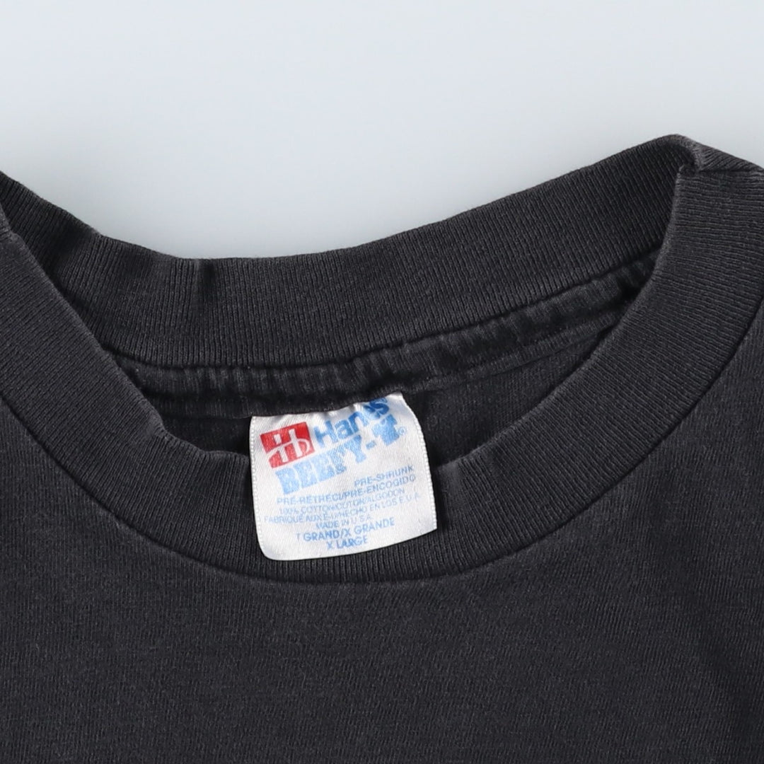 90'S Hanes BEEFY-T Printed T-shirt Made in USA Men's XL Vintage cotton black type Vintage Second Hand