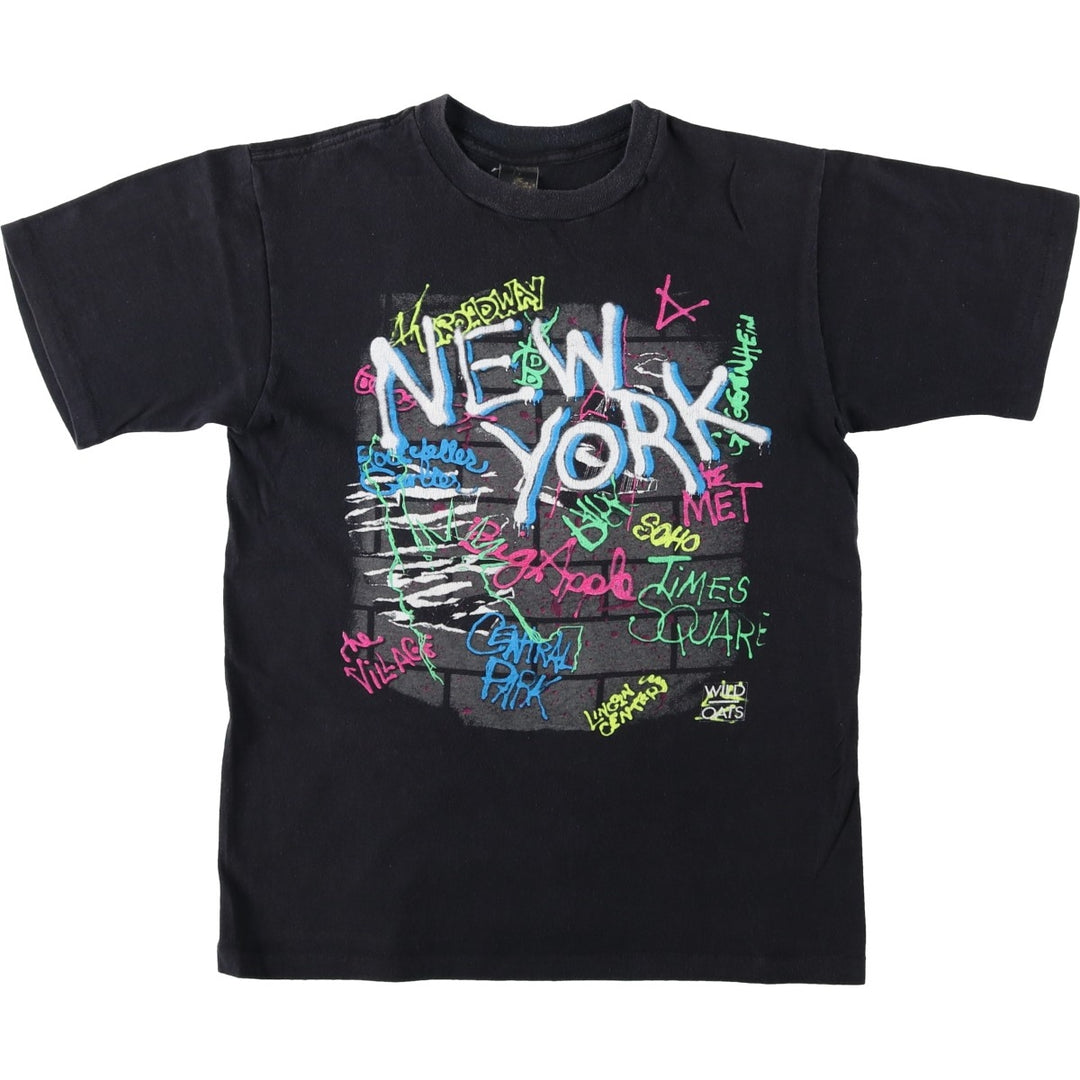 80'S Anvil WILD OATS Print T-Shirt, Made in USA, Men's XL equivalent, Vintage cotton black type Vintage Second Hand