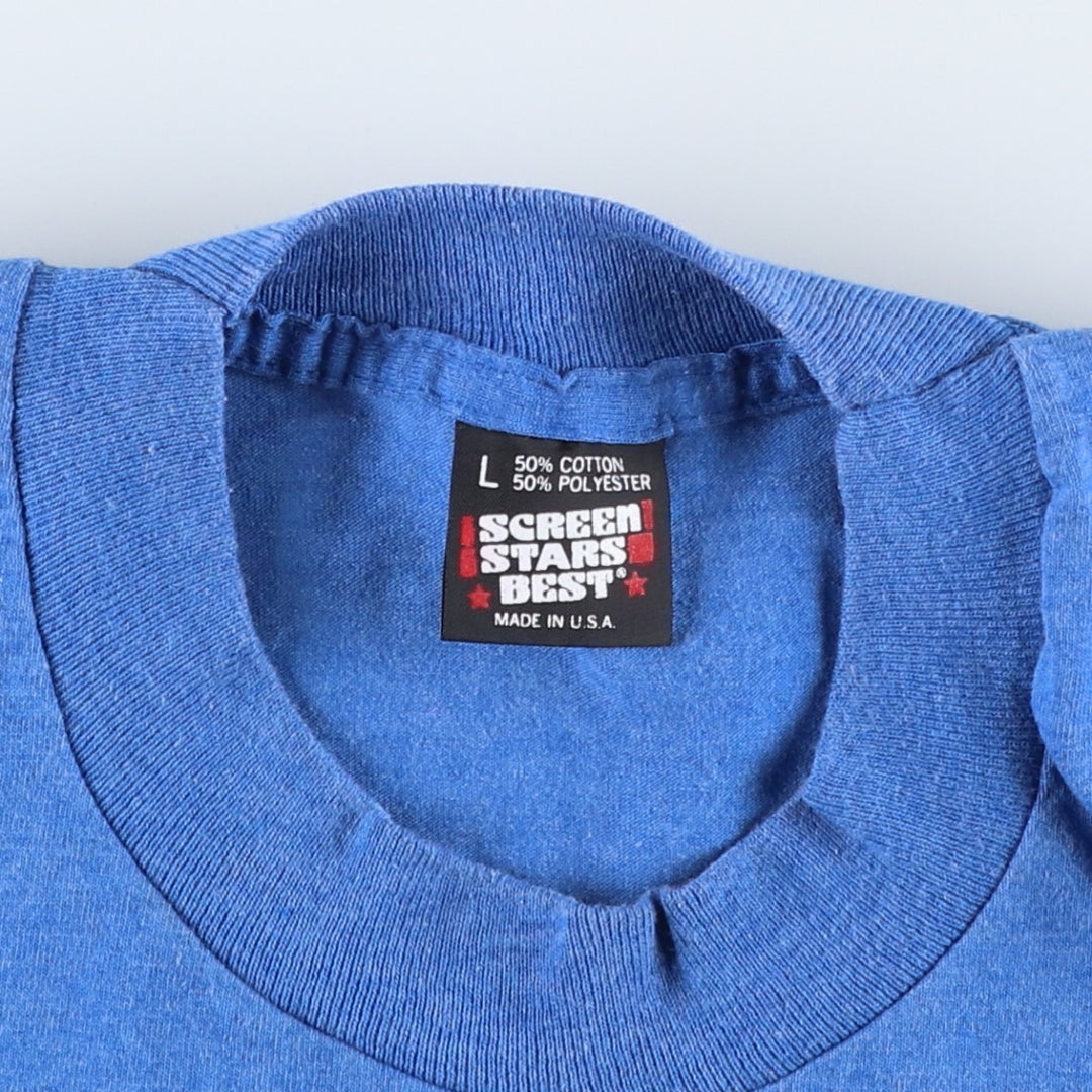 90'S SCREEN STARS Printed T-shirt Made in USA Men's L Vintage cotton blue type Vintage Second Hand