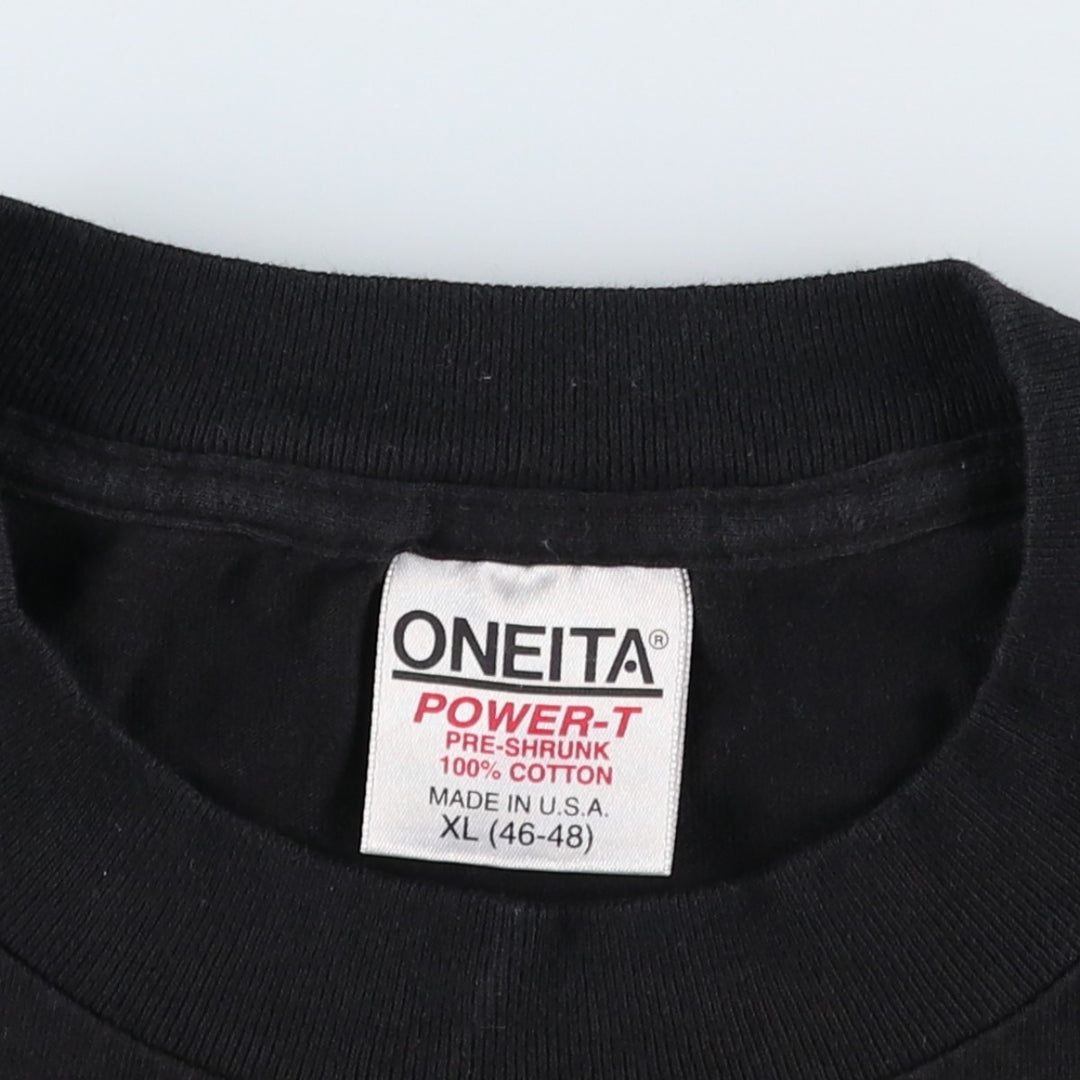 90'S ONEITA SURVIVED THE BLIZZARD OF 1993 Print T-Shirt, Made in USA, Men's XL equivalent, Vintage cotton black type Vintage Second Hand