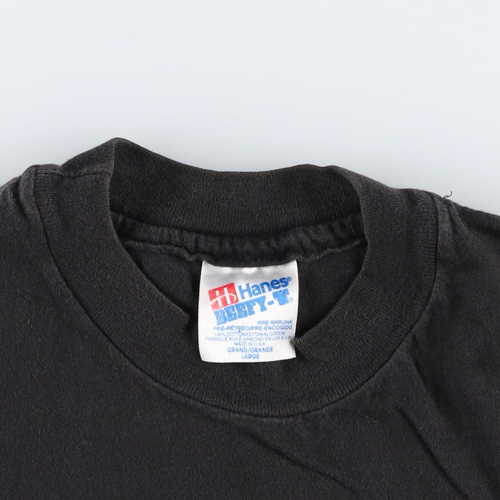 90'S Hanes BEEFY-T Military Print T-Shirt, Made in USA, Men's Size L (Equivalent), Vintage cotton black type Vintage Second Hand