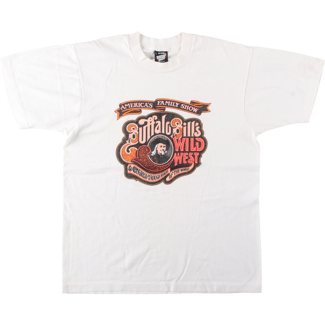 90'S Screen Stars Wild West Shows Print T-Shirt, Made in USA, Men's Size L (approx.) cotton white type Vintage Second Hand