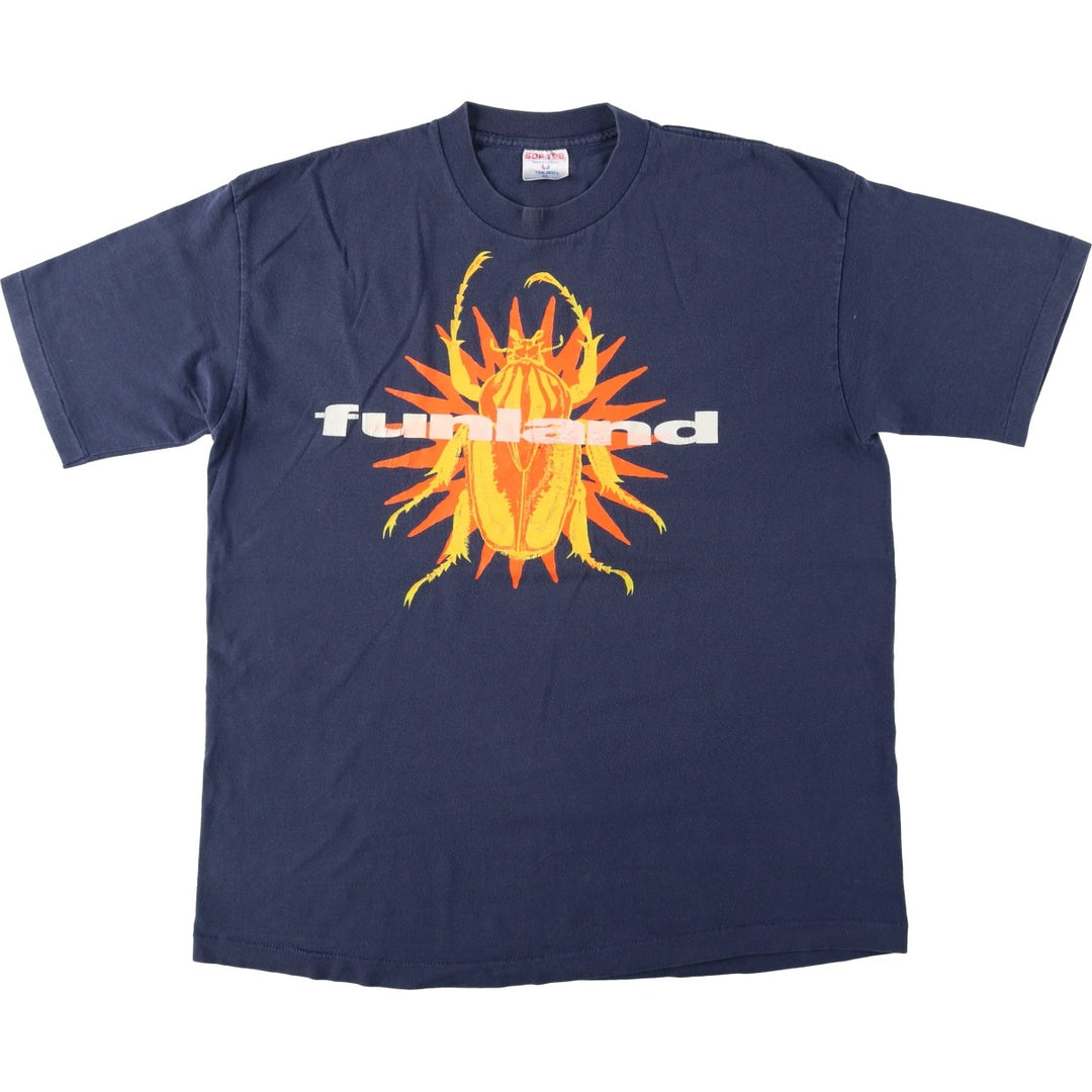 90'S Tee Jays SOF TEE Print T-Shirt, Made in USA, Men's XL equivalent, Vintage cotton navy blue type Vintage Second Hand