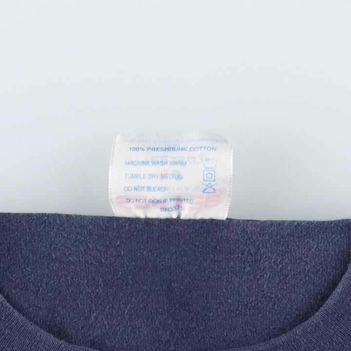 90'S Tee Jays SOF TEE Print T-Shirt, Made in USA, Men's XL equivalent, Vintage cotton navy blue type Vintage Second Hand