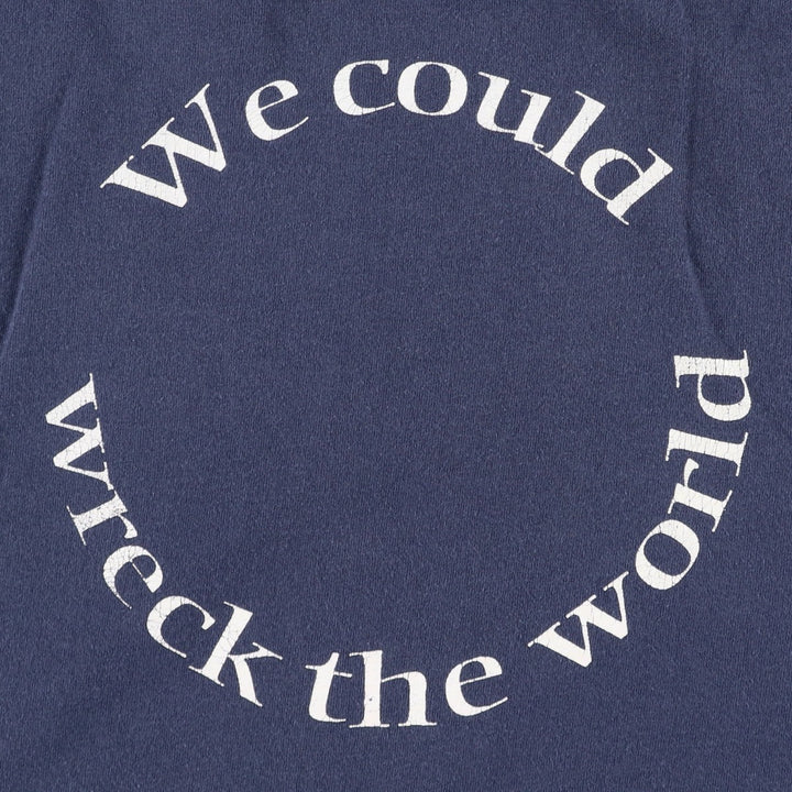 90'S Tee Jays SOF TEE Print T-Shirt, Made in USA, Men's XL equivalent, Vintage cotton navy blue type Vintage Second Hand