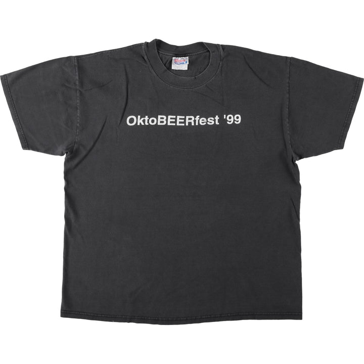 2000'S Hanes BEEFY-T OktoBEERfest '99 Print T-Shirt, Men's XL (approx.) cotton black type Vintage Second Hand