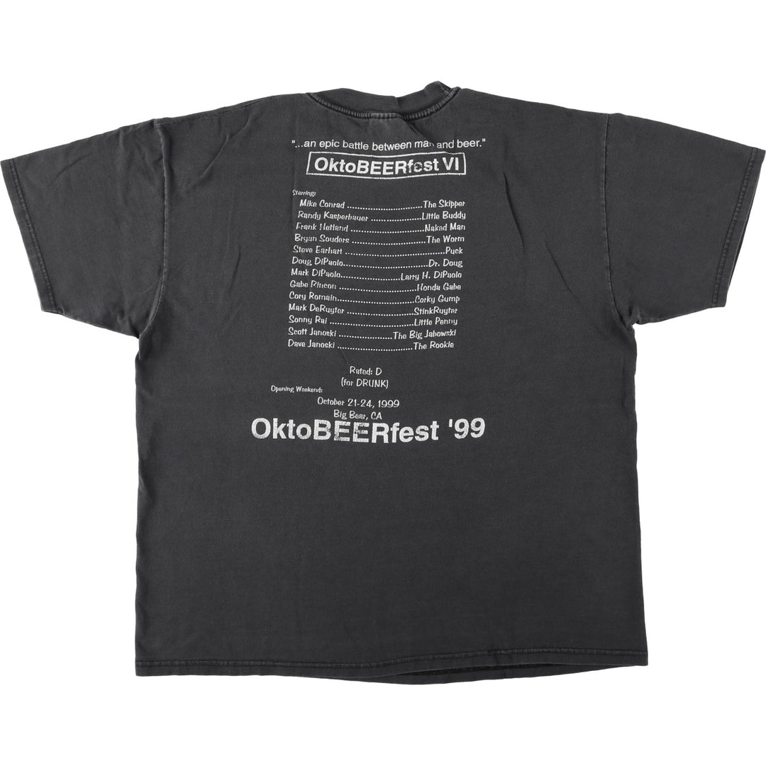 2000'S Hanes BEEFY-T OktoBEERfest '99 Print T-Shirt, Men's XL (approx.) cotton black type Vintage Second Hand