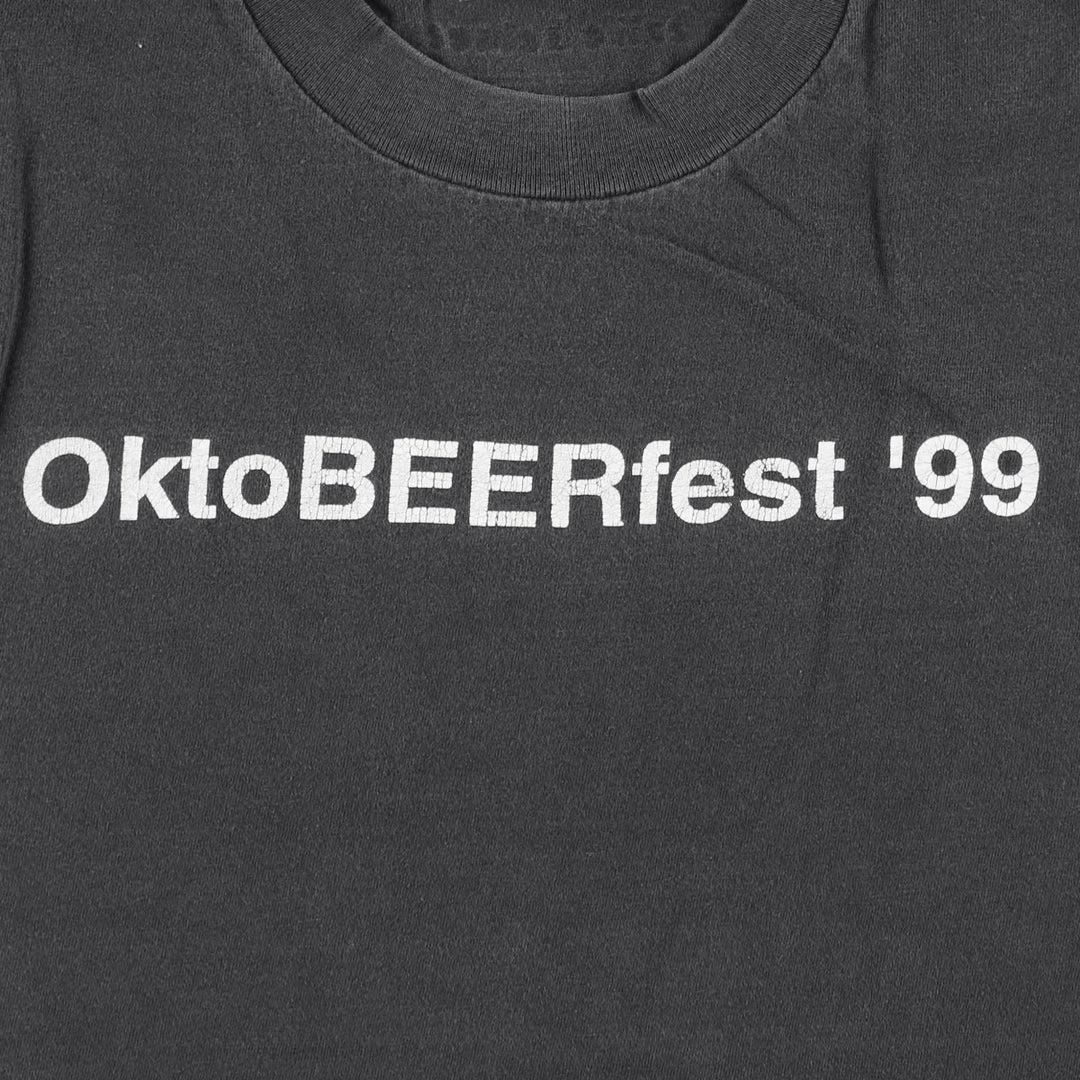 2000'S Hanes BEEFY-T OktoBEERfest '99 Print T-Shirt, Men's XL (approx.) cotton black type Vintage Second Hand