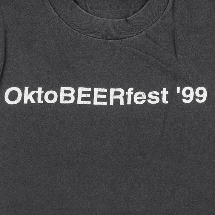 2000'S Hanes BEEFY-T OktoBEERfest '99 Print T-Shirt, Men's XL (approx.) cotton black type Vintage Second Hand