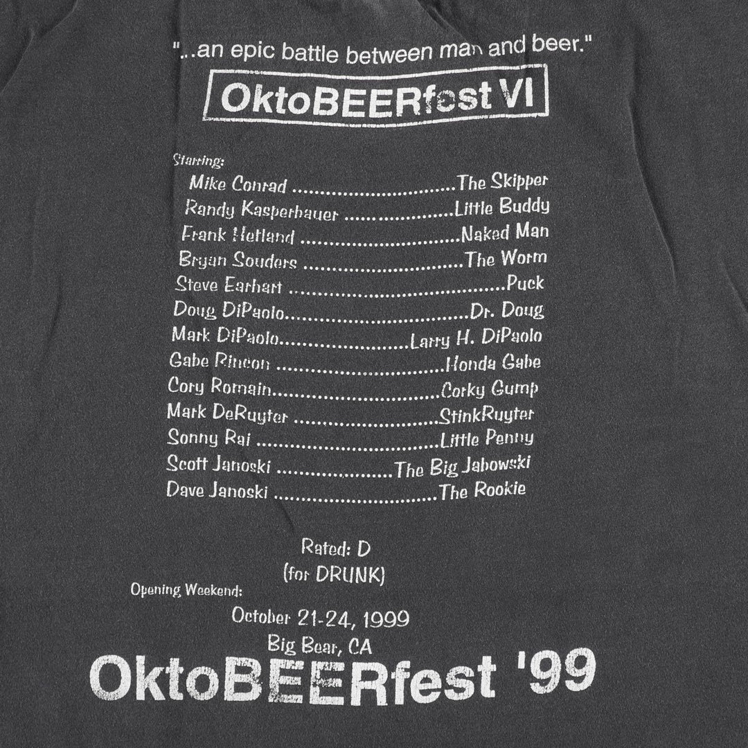 2000'S Hanes BEEFY-T OktoBEERfest '99 Print T-Shirt, Men's XL (approx.) cotton black type Vintage Second Hand
