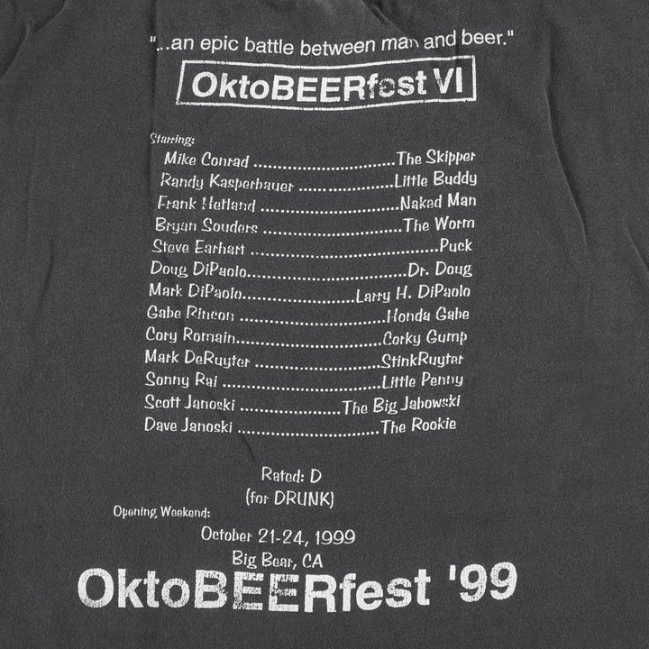 2000'S Hanes BEEFY-T OktoBEERfest '99 Print T-Shirt, Men's XL (approx.) cotton black type Vintage Second Hand
