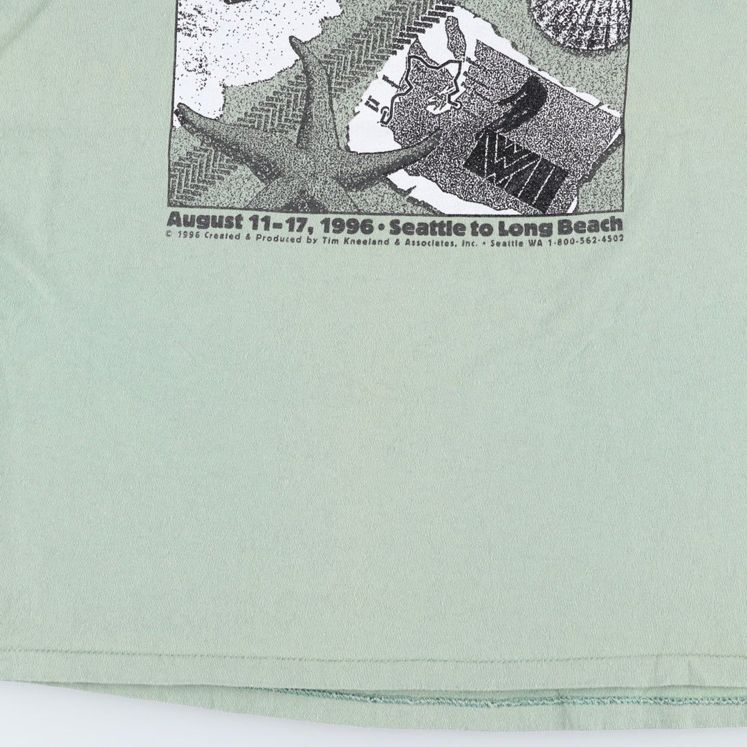 90'S ONEITA Wheeling Washington III Print T-Shirt, Made in USA, Men's Size M (Equivalent), Vintage cotton green type yellow green Vintage Second Hand