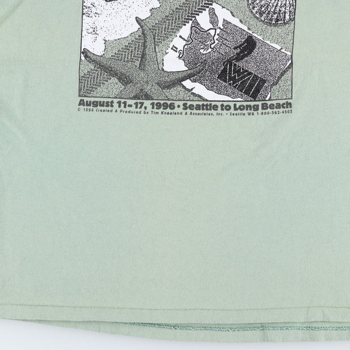90'S ONEITA Wheeling Washington III Print T-Shirt, Made in USA, Men's Size M (Equivalent), Vintage cotton green type yellow green Vintage Second Hand