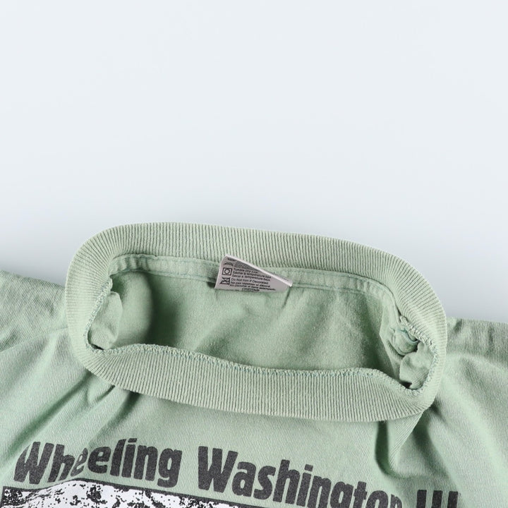 90'S ONEITA Wheeling Washington III Print T-Shirt, Made in USA, Men's Size M (Equivalent), Vintage cotton green type yellow green Vintage Second Hand