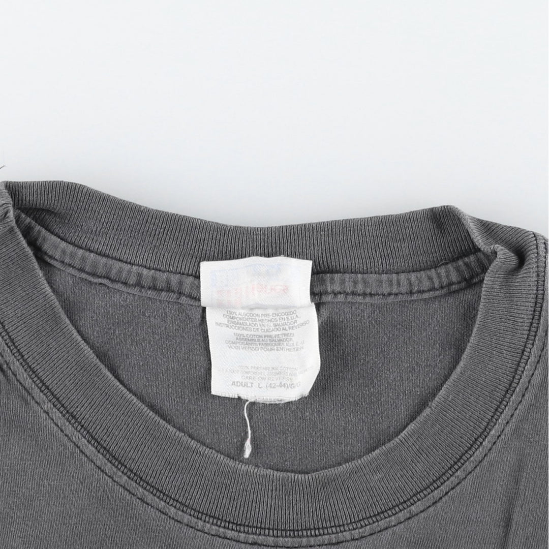 00'S Hanes BEEFY-T Printed T-shirt, Men's L size cotton Charcoal Vintage Second Hand