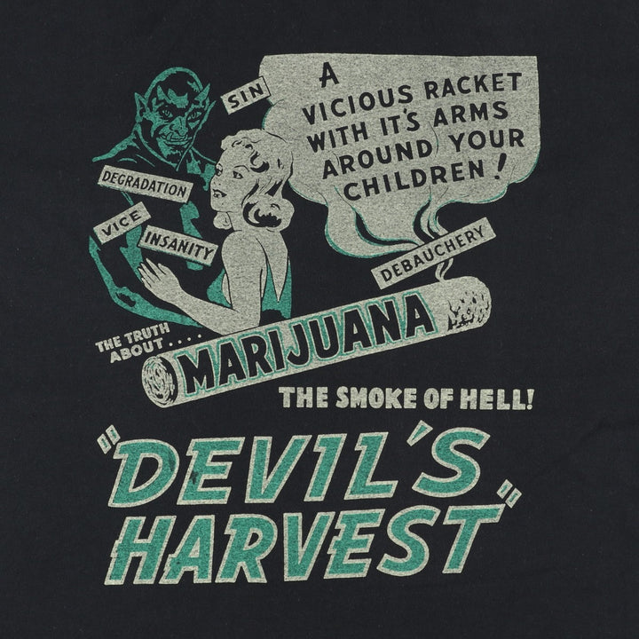 80s-90'S Jerzees DEVIL'S HARVEST Movie T-shirt, Made in USA, Men's Size L (approx.) cotton black type Vintage Second Hand