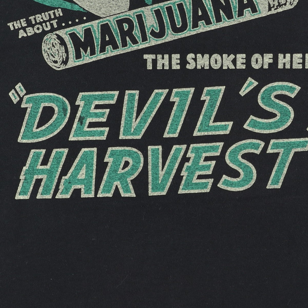 80s-90'S Jerzees DEVIL'S HARVEST Movie T-shirt, Made in USA, Men's Size L (approx.) cotton black type Vintage Second Hand