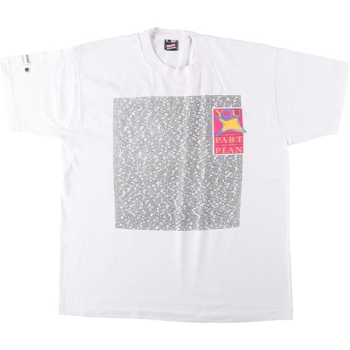 90'S Fruit of the Loom Rush Prudential Health Plans Print T-Shirt, Made in USA, Men's Size XL (approx.) cotton white type Vintage Second Hand