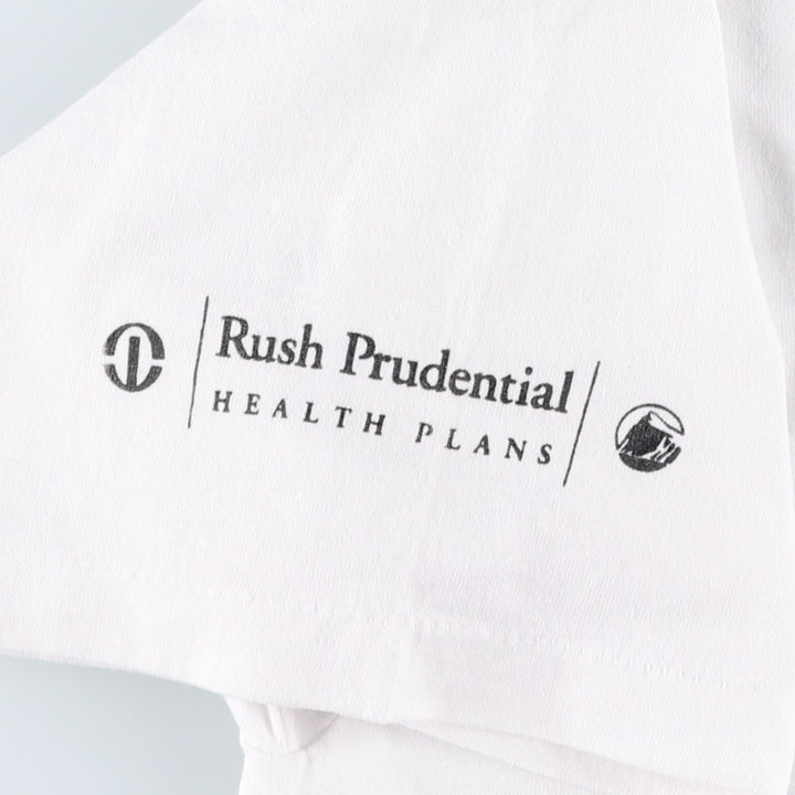 90'S Fruit of the Loom Rush Prudential Health Plans Print T-Shirt, Made in USA, Men's Size XL (approx.) cotton white type Vintage Second Hand