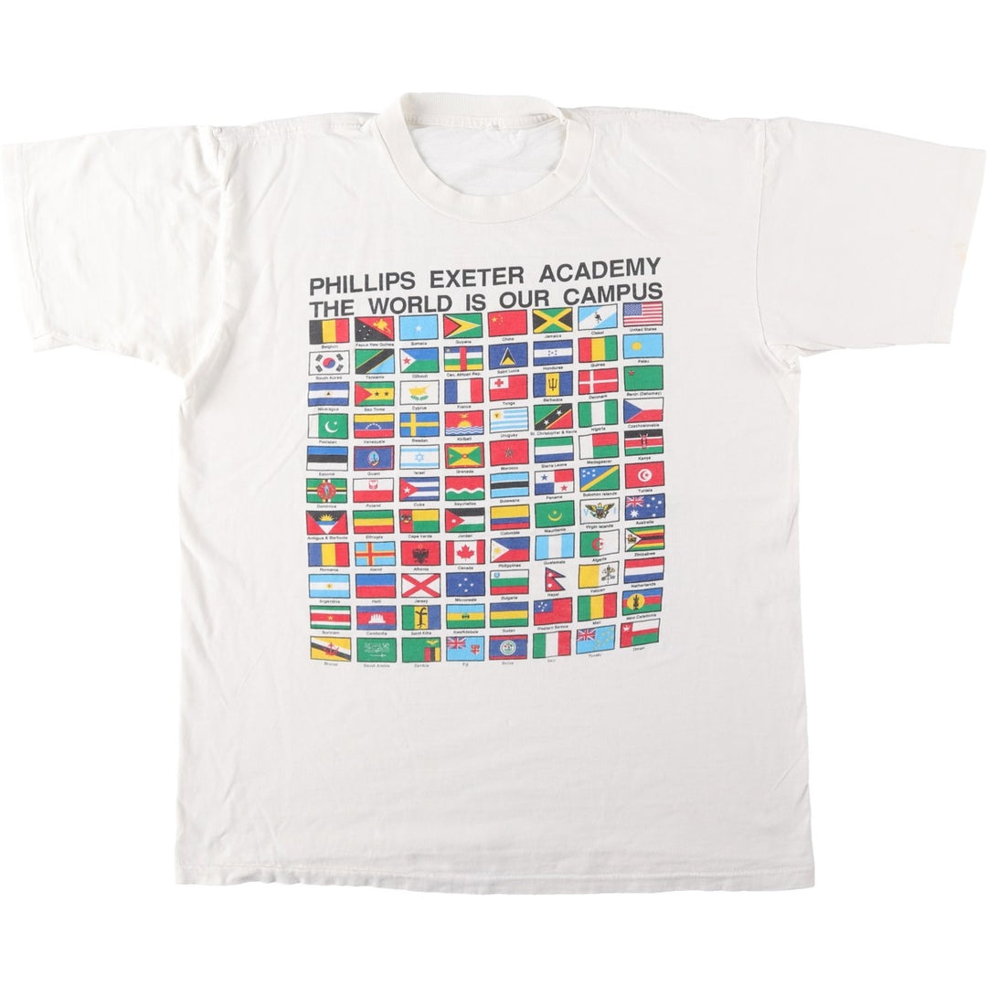 90'S National Flag Pattern Print T-Shirt, Men's Size L (Equivalent), Vintage unclear white type Vintage Second Hand