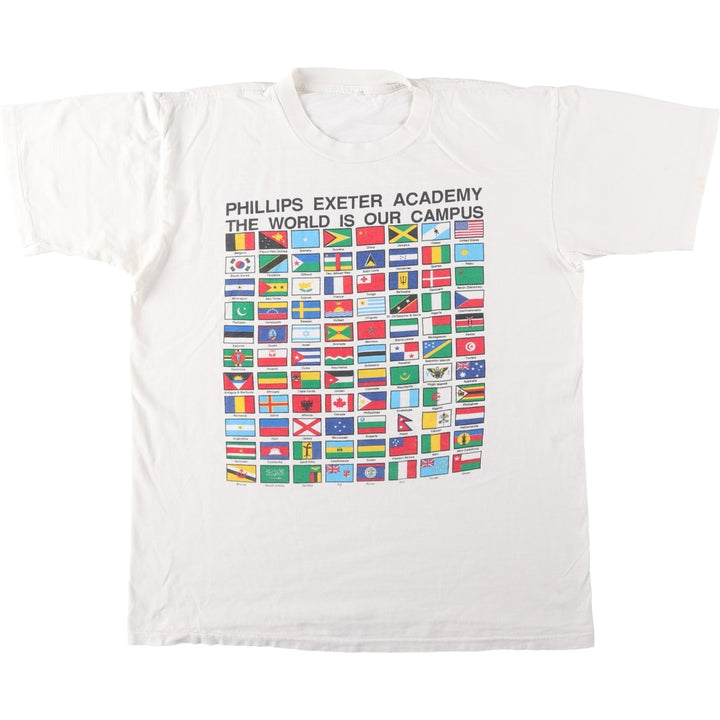 90'S National Flag Pattern Print T-Shirt, Men's Size L (Equivalent), Vintage unclear white type Vintage Second Hand
