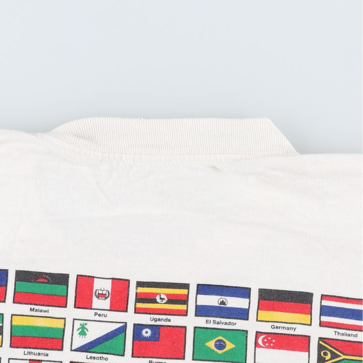 90'S National Flag Pattern Print T-Shirt, Men's Size L (Equivalent), Vintage unclear white type Vintage Second Hand