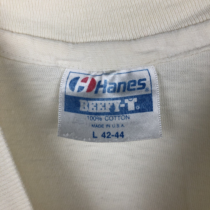 90'S Hanes BEEFY-T Blue Tag College T-Shirt, Made in USA, Men's Size L (Equivalent), Vintage cotton pale white type Vintage Second Hand