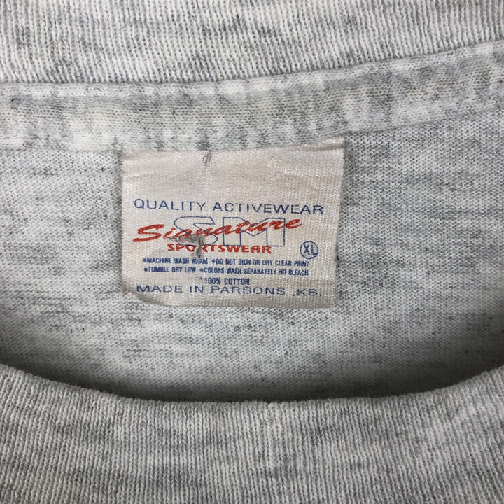80'S Signature College T-Shirt, Made in England, Men's XL equivalent, Vintage cotton gray type Vintage Second Hand