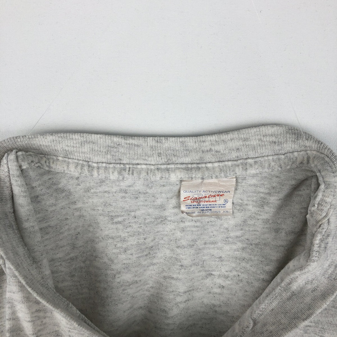 80'S Signature College T-Shirt, Made in England, Men's XL equivalent, Vintage cotton gray type Vintage Second Hand