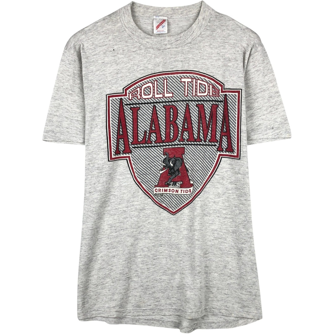 Jerzees College T-Shirt, Made in USA, Men's Size L (approx.) cotton gray type Vintage Second Hand