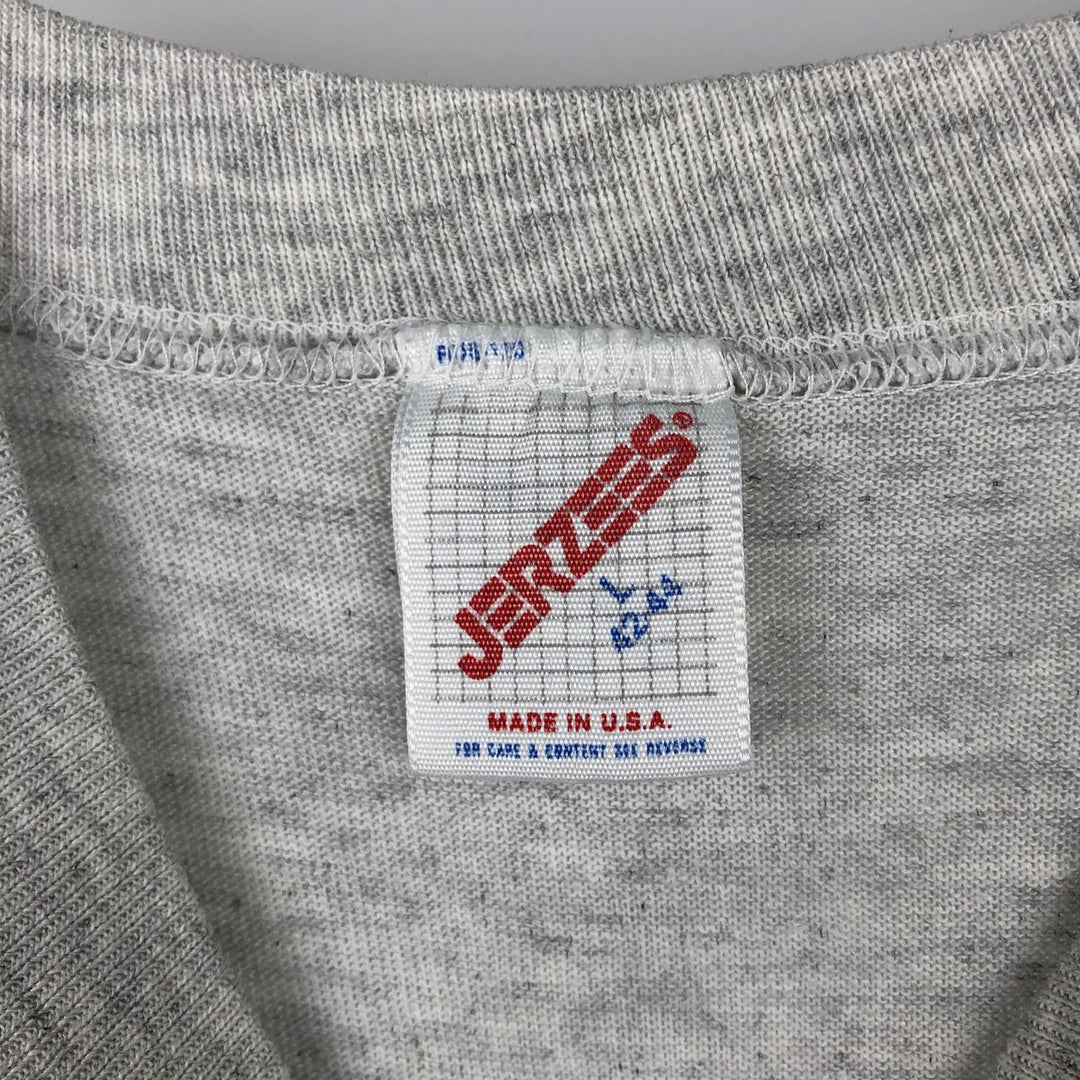 Jerzees College T-Shirt, Made in USA, Men's Size L (approx.) cotton gray type Vintage Second Hand