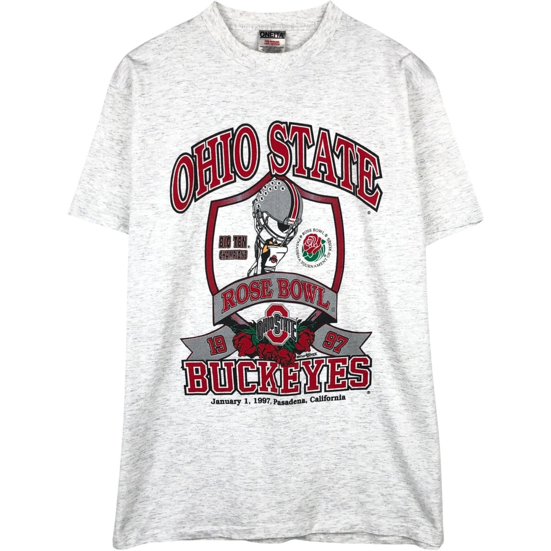 ONEITA OHIO STATE Rose Bowl 1997 College T-shirt, Men's Size L (approx.), Vintage cotton gray type Vintage Second Hand