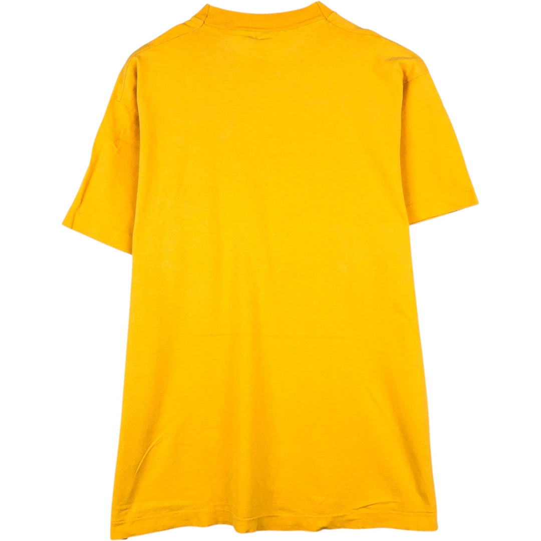 90'S Fruit of the Loom College T-shirt, Made in USA, Men's L size, Vintage cotton yellow type Vintage Second Hand