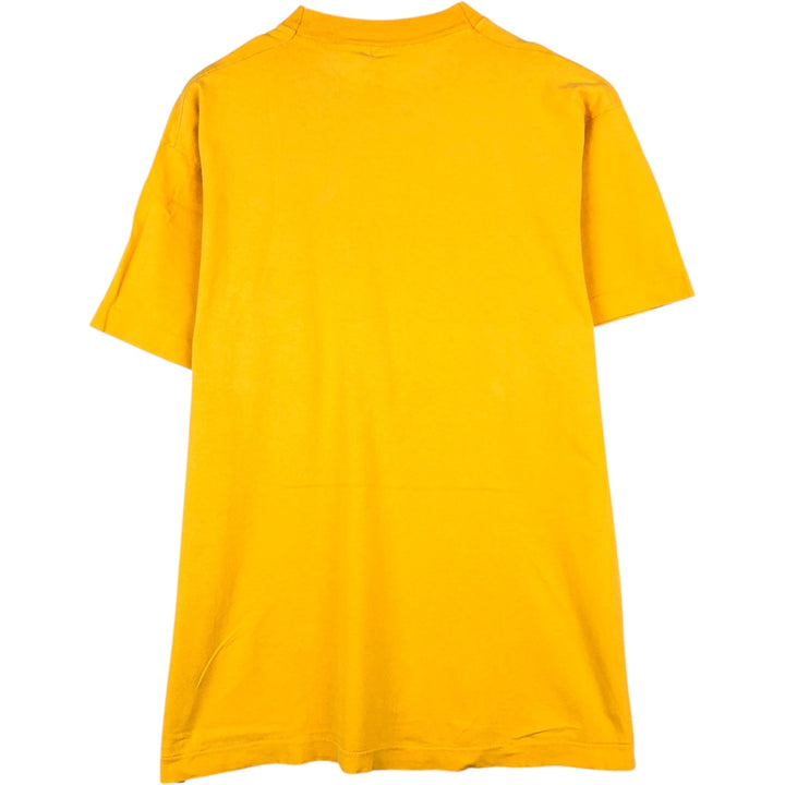 90'S Fruit of the Loom College T-shirt, Made in USA, Men's L size, Vintage cotton yellow type Vintage Second Hand