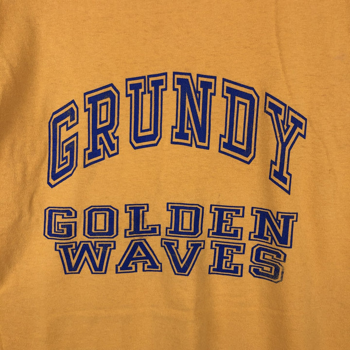 90'S Fruit of the Loom College T-shirt, Made in USA, Men's L size, Vintage cotton yellow type Vintage Second Hand