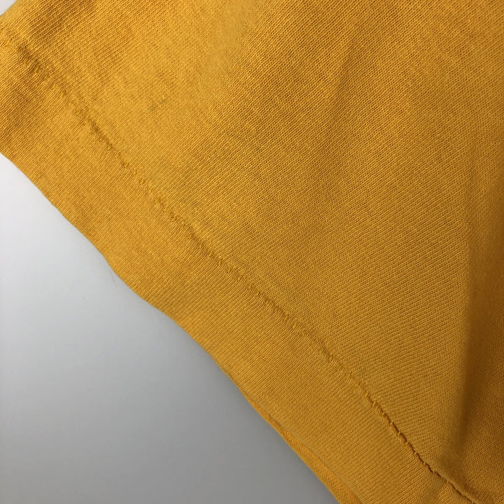 90'S Fruit of the Loom College T-shirt, Made in USA, Men's L size, Vintage cotton yellow type Vintage Second Hand